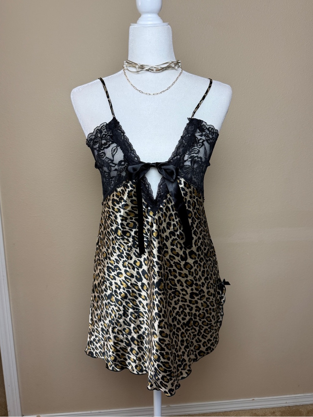 Elegant Moments Leopard Print Slip Dress Size Large